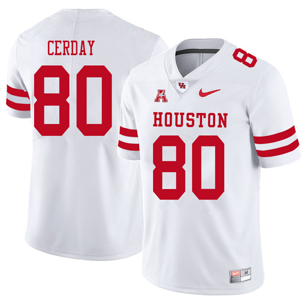 2018 Men #80 Colton Cerday Houston Cougars College Football Jerseys Sale-White - Click Image to Close